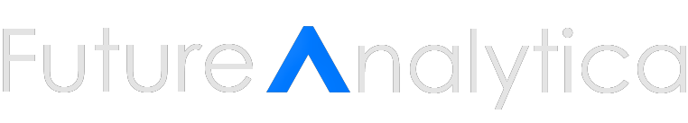 white and blue logo for futureanalytica
